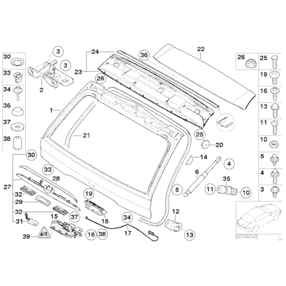 Siłownik amortyzator pokrywy tył BMW E53 X5 3,0i 3,0d 4,4i 4,6is 4,8is - 51248402405