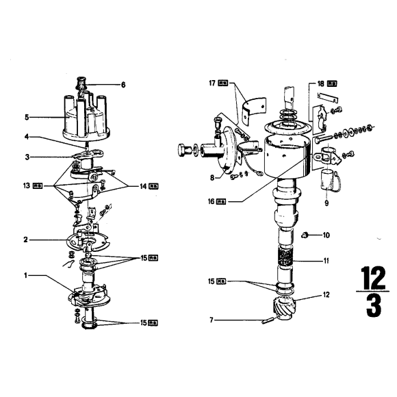 Rozdzielacz aparatu zapłonowego BMW 114 NK 1600 2002 2000 1500 1800 - 12111354504