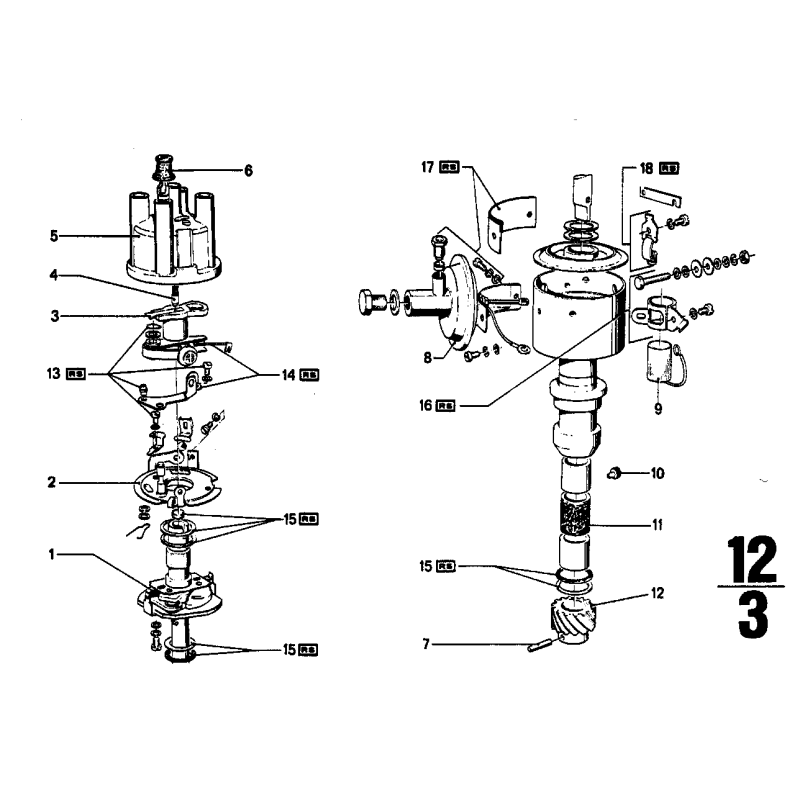 Rozdzielacz aparatu zapłonowego BMW 114 NK 1600 2002 2000 1500 1800 - 12111354504