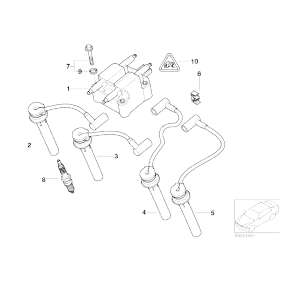 Przewód zapłonowy z wtykiem MINI R50 R52 R53 Cooper One 1,4i 1,6i W10 - 12127513033