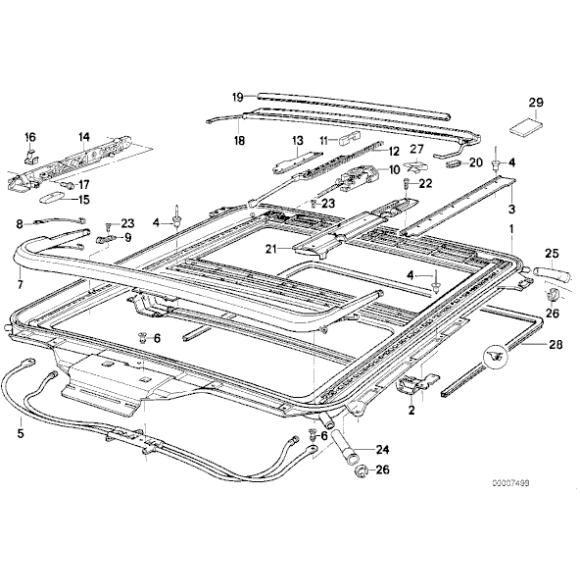 Zębatka szyberdachu lewa BMW E31 840 850 - 54138108869