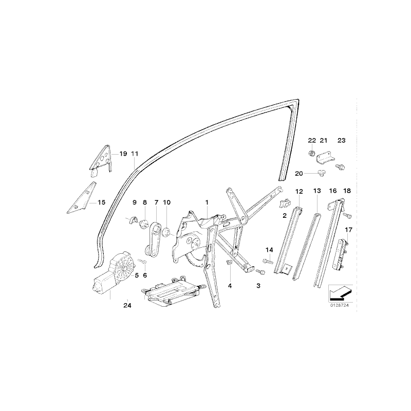 Prowadnica szyby przód BMW E36 sedan touring  51328176366