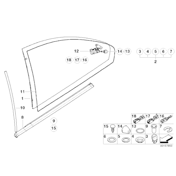Uszczelka szyby tył prawa BMW E46 Coupe 316 318 320 323 328 325 330 M3 - 51368194742