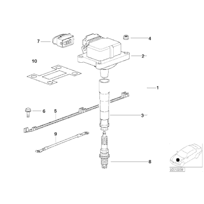 Cewka zapłonowa BMW E36 E39 E38 E46 X5 2,0 2,3 2,5 2,8 3,0 4,4 M62 M52 M54 - 12131748018