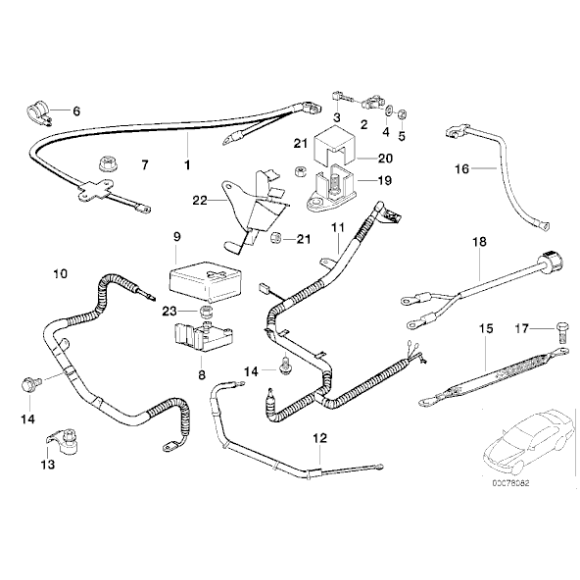Podstawa B+ klemy akumulatora BMW E38 750i 750iL - 12521702313